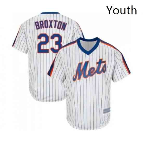 Youth New York Mets 23 Keon Broxton Authentic White Alternate Cool Base Baseball Jersey